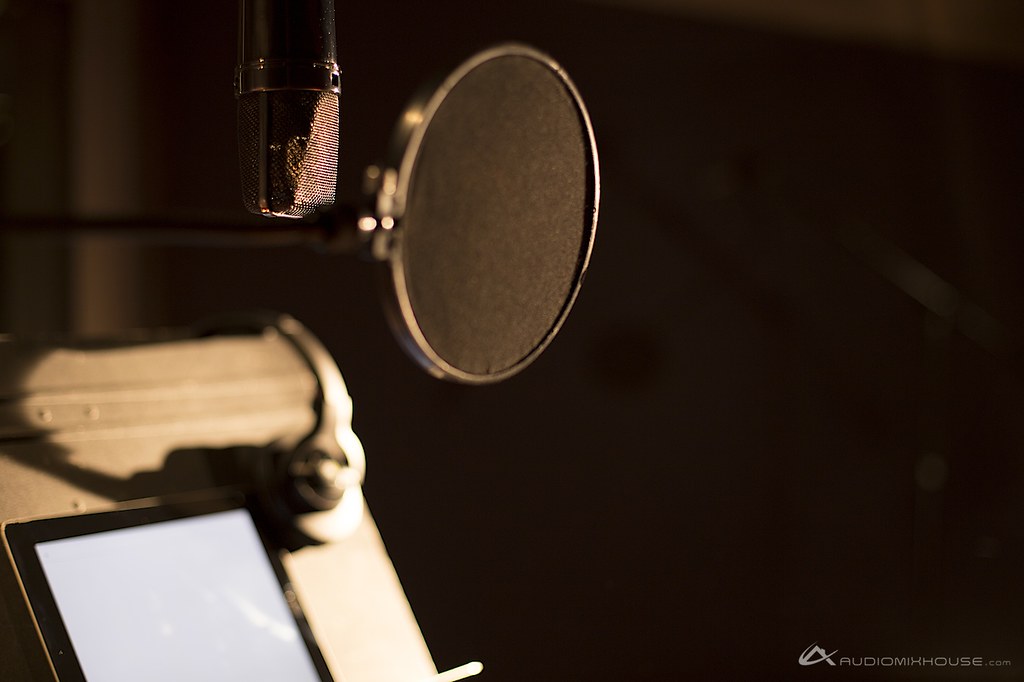 Microphone and stand at Audio Mix House, Studio B